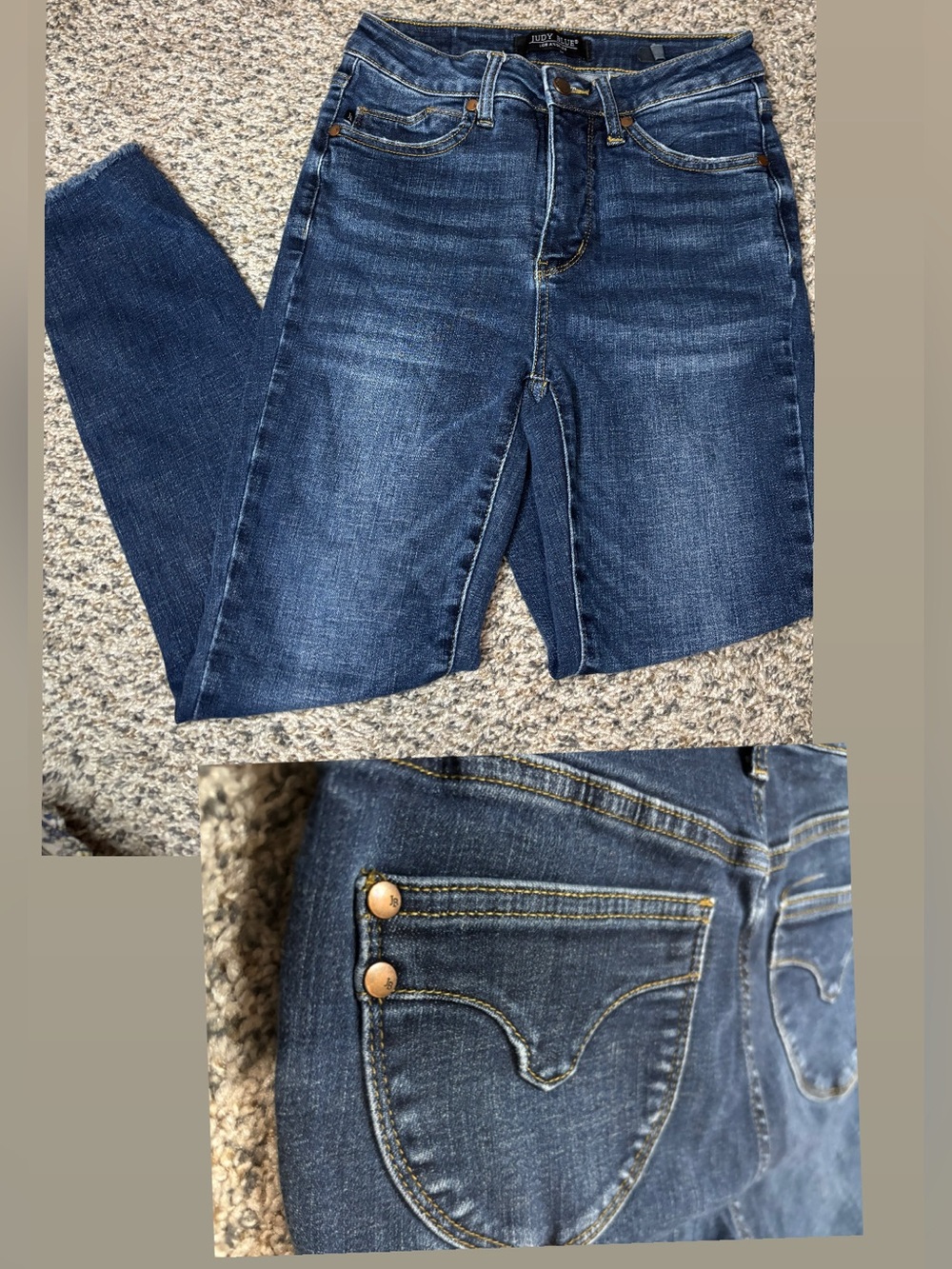 Judy Blue Skinny Jeans Dark Wash Indigo Stretch Denim Unique Stud Pocket Detail
